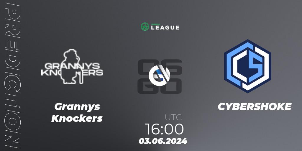 Grannys Knockers vs CYBERSHOKE: Match Prediction. 03.06.2024 at 16:00, Counter-Strike (CS2), ESEA Season 49: Advanced Division - Europe