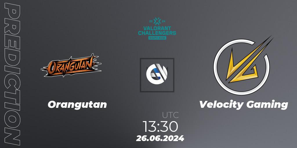 Orangutan vs Velocity Gaming: Match Prediction. 26.06.2024 at 13:30, VALORANT, VALORANT Challengers 2024: South Asia - Split 2