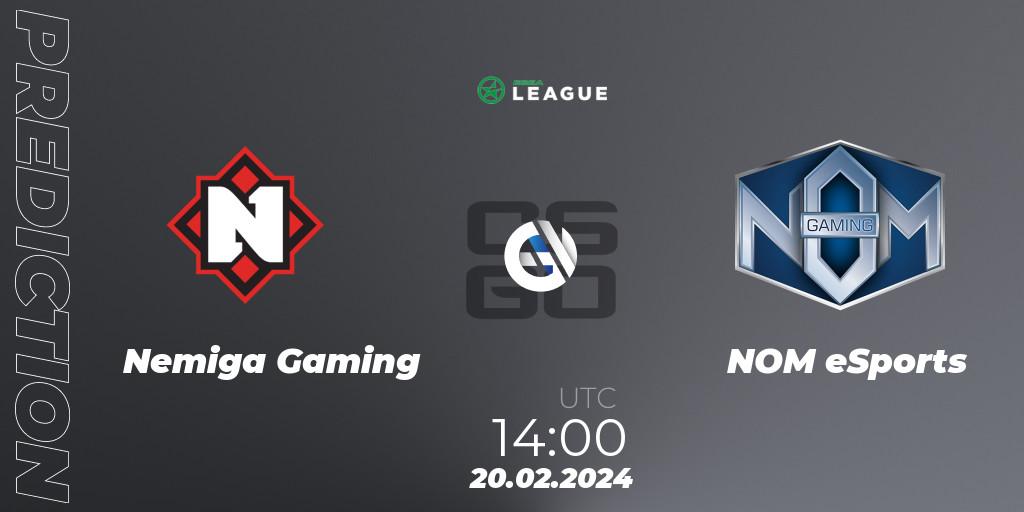 Nemiga Gaming vs NOM eSports: Match Prediction. 20.02.24, CS2 (CS:GO), ESEA Season 48: Advanced Division - Europe