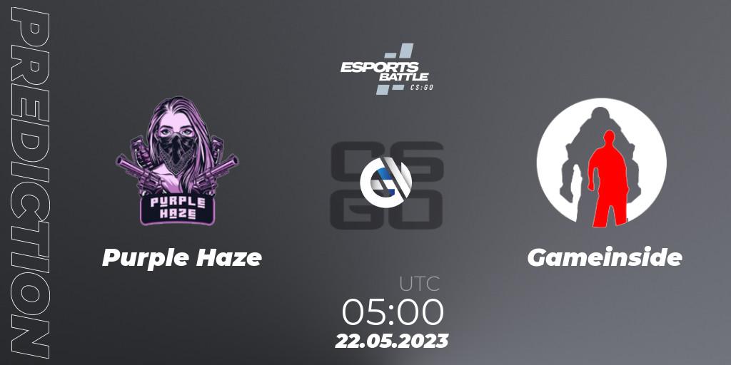 Purple Haze vs Gameinside: Match Prediction. 22.05.2023 at 05:00, Counter-Strike (CS2), ESportsBattle Season 19