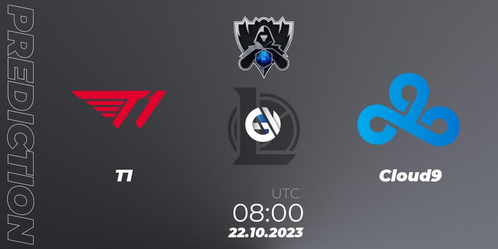 T1 vs Cloud9: Match Prediction. 22.10.2023 at 07:00, LoL, Worlds 2023 LoL - Group Stage