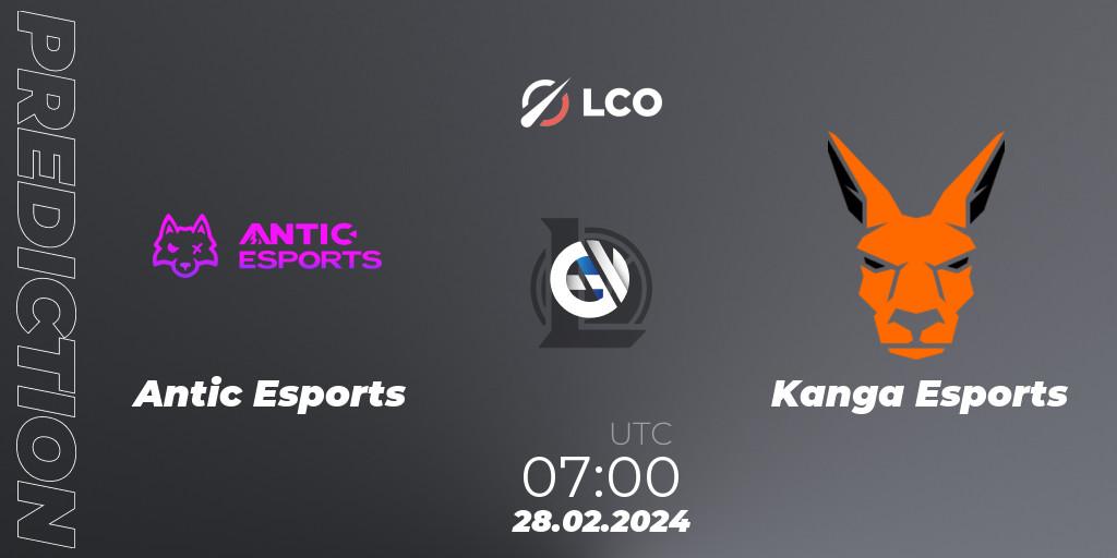 Antic Esports vs Kanga Esports: Match Prediction. 28.02.2024 at 07:00, LoL, LCO Split 1 2024 - Playoffs