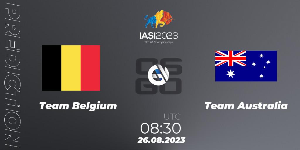 Team Belgium vs Team Australia: Match Prediction. 26.08.2023 at 12:30, Counter-Strike (CS2), IESF World Esports Championship 2023
