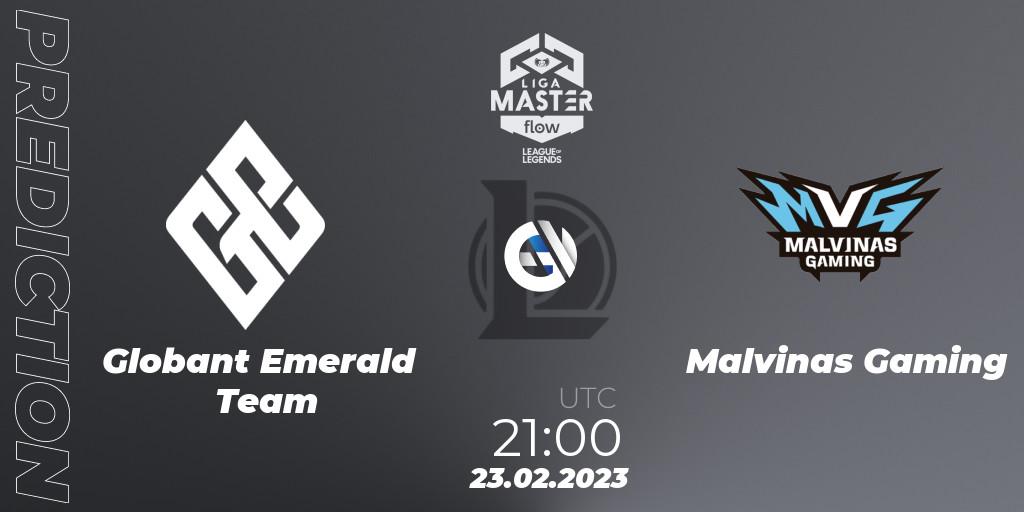 Globant Emerald Team vs Malvinas Gaming: Match Prediction. 23.02.2023 at 21:00, LoL, Liga Master Opening 2023 - Group Stage