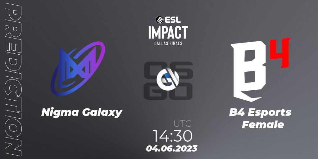 Nigma Galaxy vs B4 Esports Female: Match Prediction. 04.06.2023 at 14:30, Counter-Strike (CS2), ESL Impact League Season 3