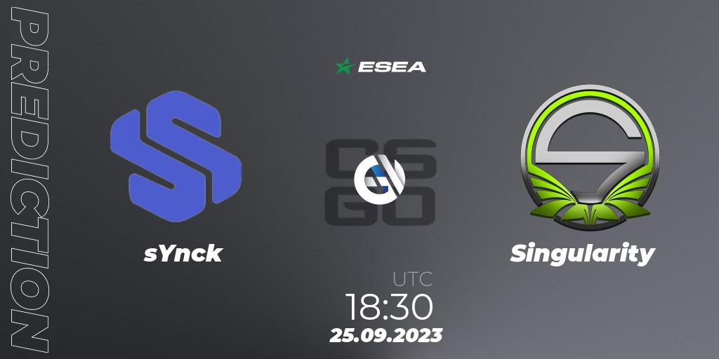 sYnck vs Singularity: Match Prediction. 25.09.23, CS2 (CS:GO), ESEA Advanced Season 46 Europe