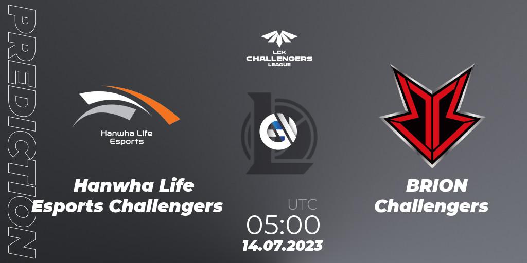 Hanwha Life Esports Challengers vs BRION Challengers: Match Prediction. 14.07.2023 at 05:00, LoL, LCK Challengers League 2023 Summer - Group Stage
