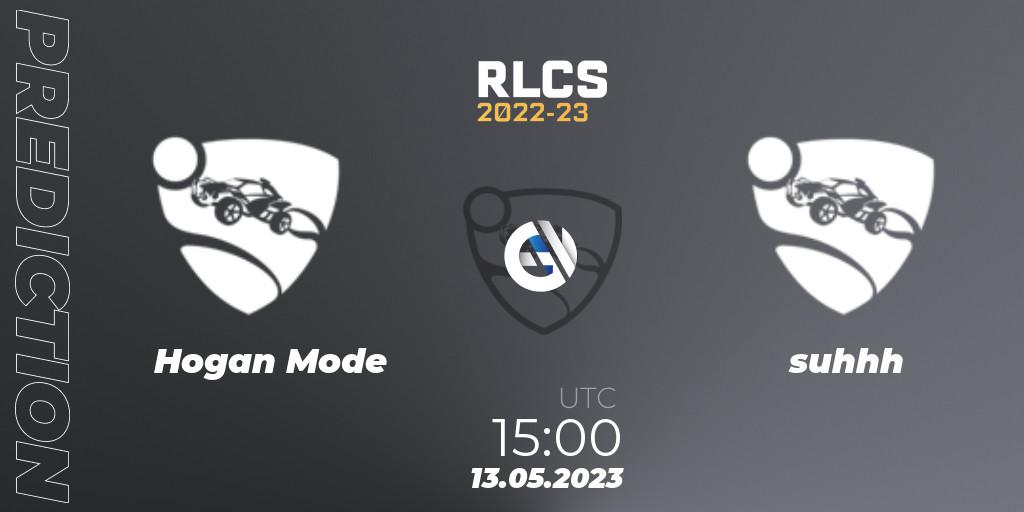 Hogan Mode vs suhhh: Match Prediction. 13.05.2023 at 15:00, Rocket League, RLCS 2022-23 - Spring: Europe Regional 1 - Spring Open
