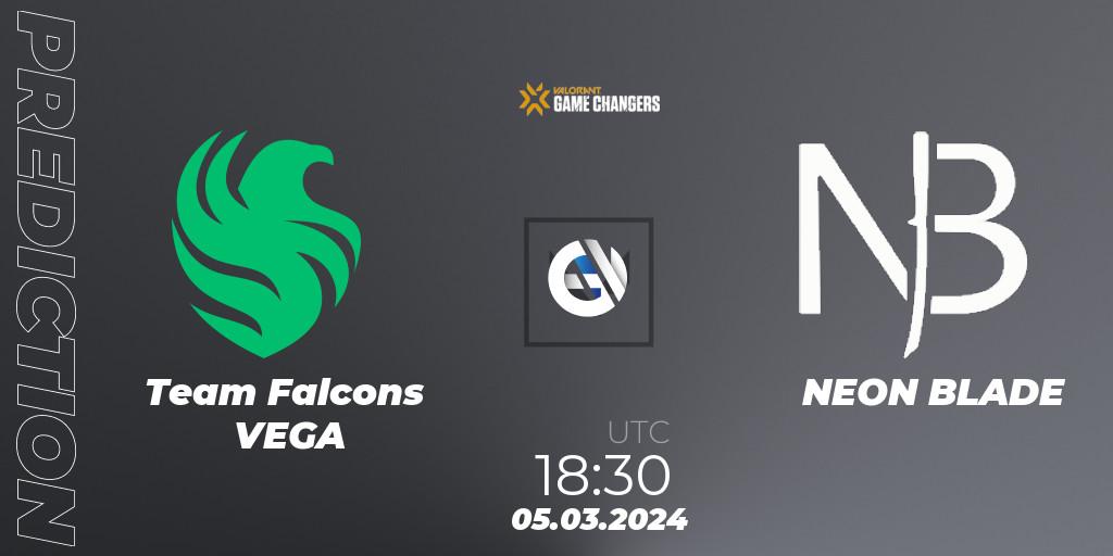 Team Falcons VEGA vs NEON BLADE: Match Prediction. 05.03.2024 at 18:30, VALORANT, VCT 2024: Game Changers EMEA Stage 1