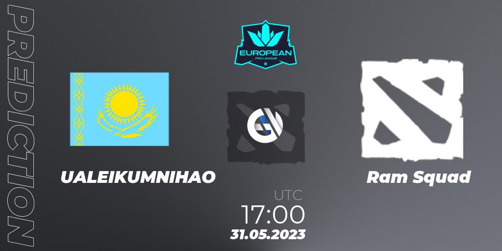 UALEIKUMNIHAO vs Ram Squad: Match Prediction. 31.05.2023 at 18:01, Dota 2, European Pro League Season 9