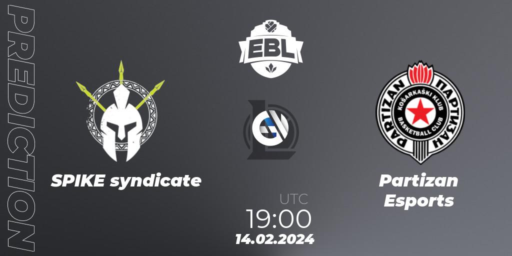 SPIKE syndicate vs Partizan Esports: Match Prediction. 14.02.24, LoL, Esports Balkan League Season 14