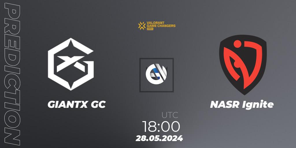 GIANTX GC vs NASR Ignite: Match Prediction. 28.05.2024 at 18:00, VALORANT, VCT 2024: Game Changers EMEA Stage 2