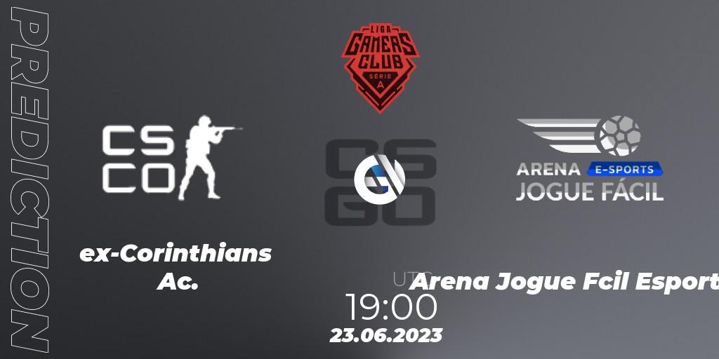 ex-Corinthians Ac. vs Arena Jogue Fácil Esports: Match Prediction. 23.06.23, CS2 (CS:GO), Gamers Club Liga Série A: June 2023