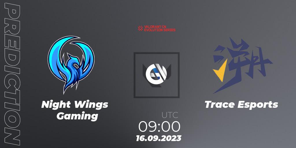 Night Wings Gaming vs Trace Esports: Match Prediction. 16.09.2023 at 09:00, VALORANT, VALORANT China Evolution Series Act 1: Variation - Play-In