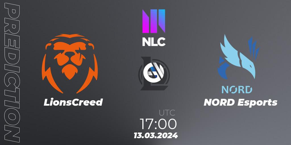 LionsCreed vs NORD Esports: Match Prediction. 13.03.2024 at 17:00, LoL, NLC 1st Division Spring 2024
