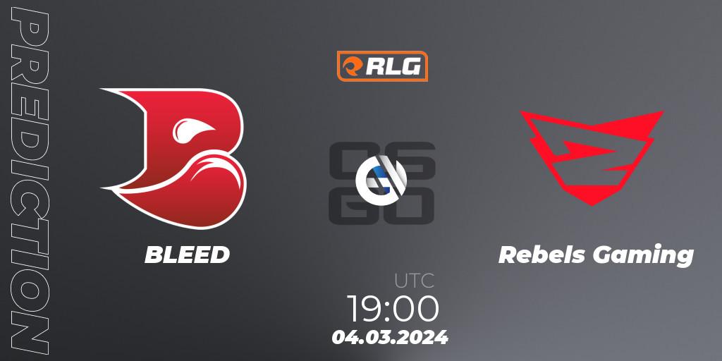 BLEED vs Rebels Gaming: Match Prediction. 04.03.2024 at 19:00, Counter-Strike (CS2), RES European Series #1