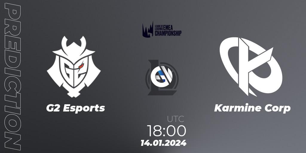 G2 Esports vs Karmine Corp: Match Prediction. 14.01.2024 at 18:40, LoL, LEC Winter 2024 - Regular Season
