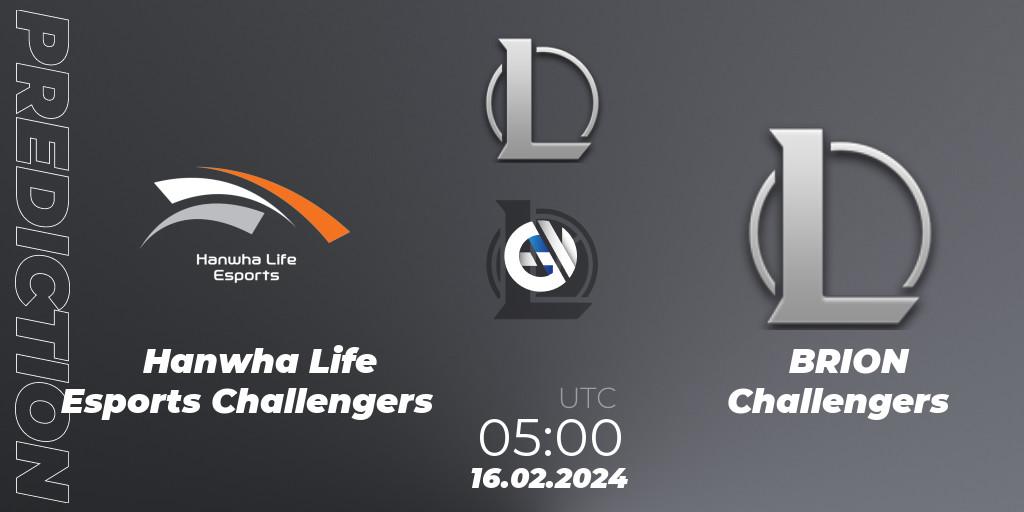 Hanwha Life Esports Challengers vs BRION Challengers: Match Prediction. 16.02.2024 at 05:00, LoL, LCK Challengers League 2024 Spring - Group Stage