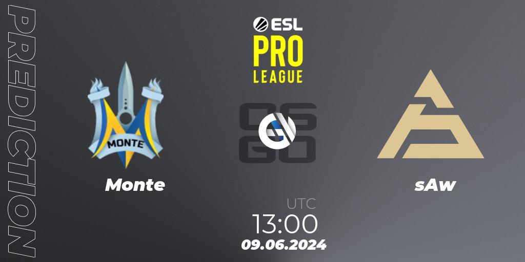 Monte vs sAw: Match Prediction. 09.06.2024 at 13:00, Counter-Strike (CS2), ESL Pro League Season 20: European Conference