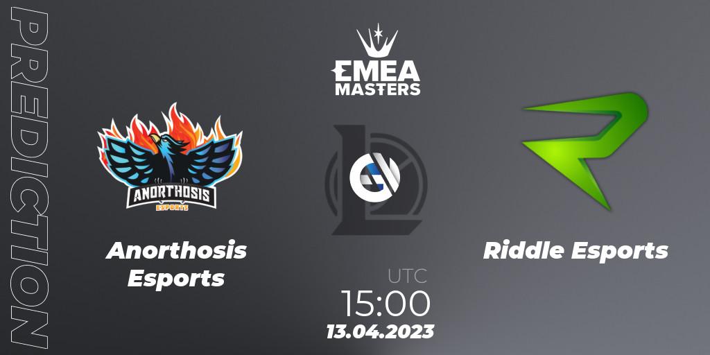 Anorthosis Esports vs Riddle Esports: Match Prediction. 13.04.23, LoL, EMEA Masters Spring 2023 - Group Stage