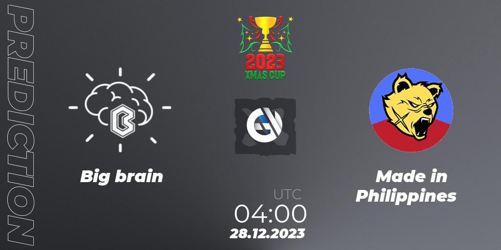 Big brain vs Made in Philippines: Match Prediction. 28.12.2023 at 04:08, Dota 2, Xmas Cup 2023