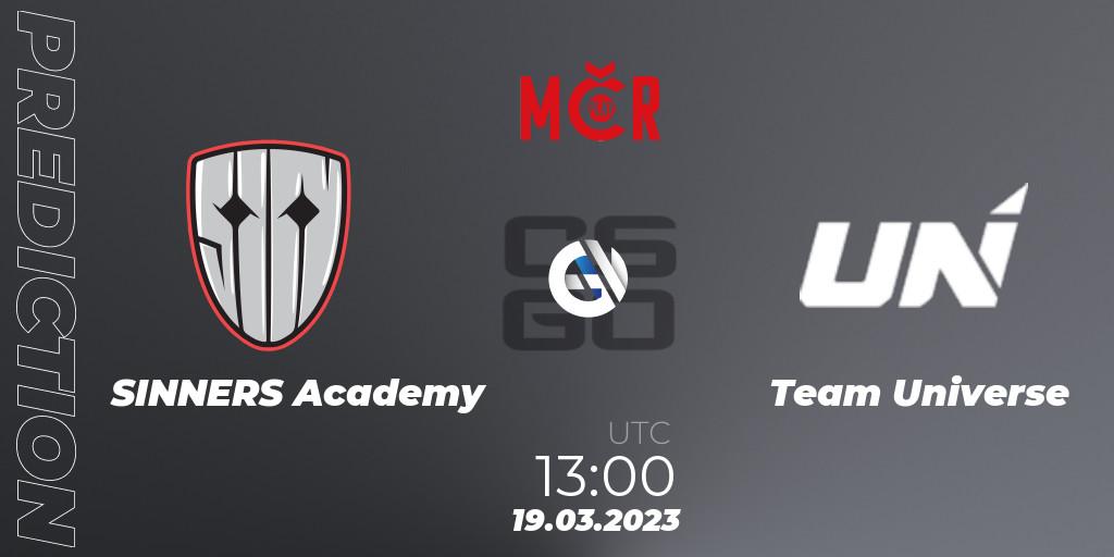 SINNERS Academy vs Team Universe: Match Prediction. 19.03.2023 at 13:00, Counter-Strike (CS2), Tipsport Cup Prague Spring 2023: Closed Qualifier