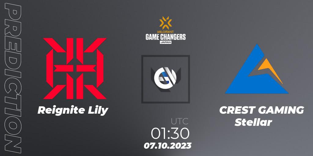 Reignite Lily vs CREST GAMING Stellar: Match Prediction. 07.10.2023 at 01:30, VALORANT, VCT 2023: Game Changers Japan Split 2
