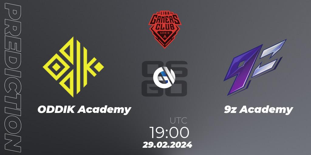 ODDIK Academy vs 9z Academy: Match Prediction. 29.02.24, CS2 (CS:GO), Gamers Club Liga Série A: February 2024