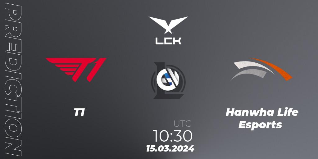 T1 vs Hanwha Life Esports: Match Prediction. 15.03.24, LoL, LCK Spring 2024 - Group Stage