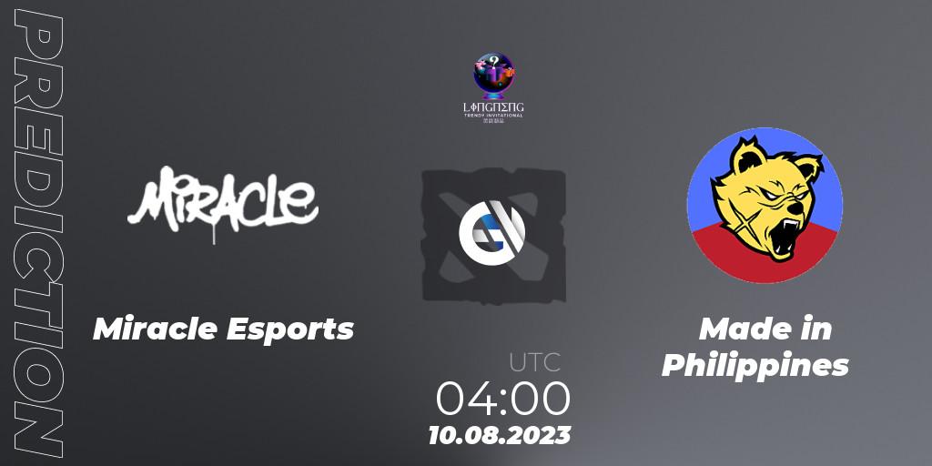 Miracle Esports vs Made in Philippines: Match Prediction. 10.08.2023 at 04:07, Dota 2, LingNeng Trendy Invitational