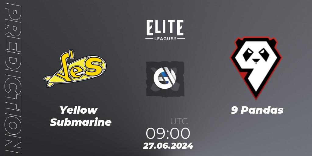 Yellow Submarine vs 9 Pandas: Match Prediction. 27.06.2024 at 09:20, Dota 2, Elite League Season 2: Eastern Europe Closed Qualifier