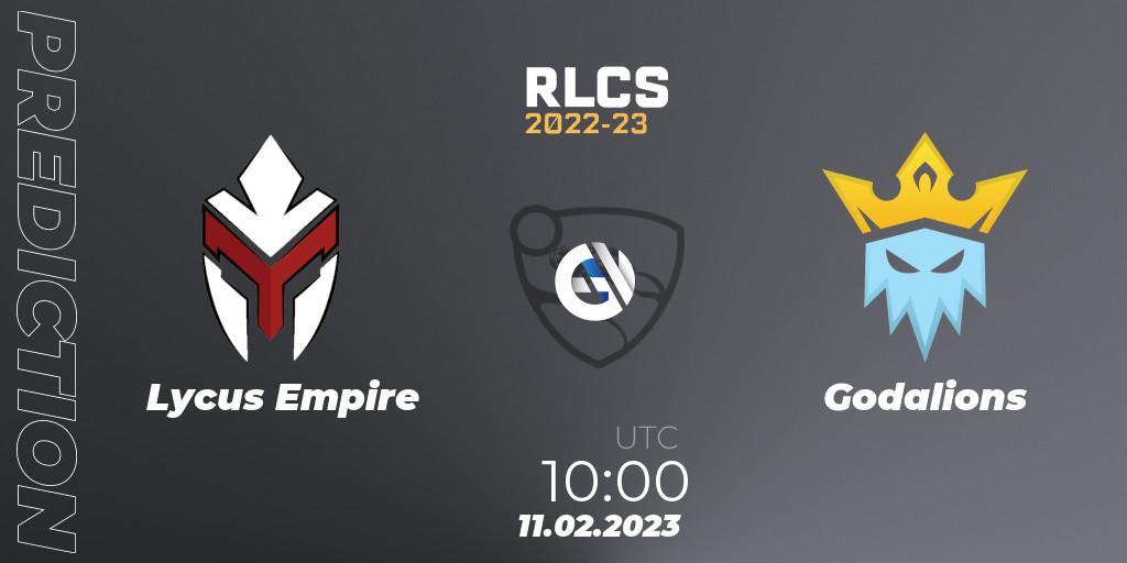 Lycus Empire vs Godalions: Match Prediction. 11.02.2023 at 10:00, Rocket League, RLCS 2022-23 - Winter: Asia-Pacific Regional 2 - Winter Cup