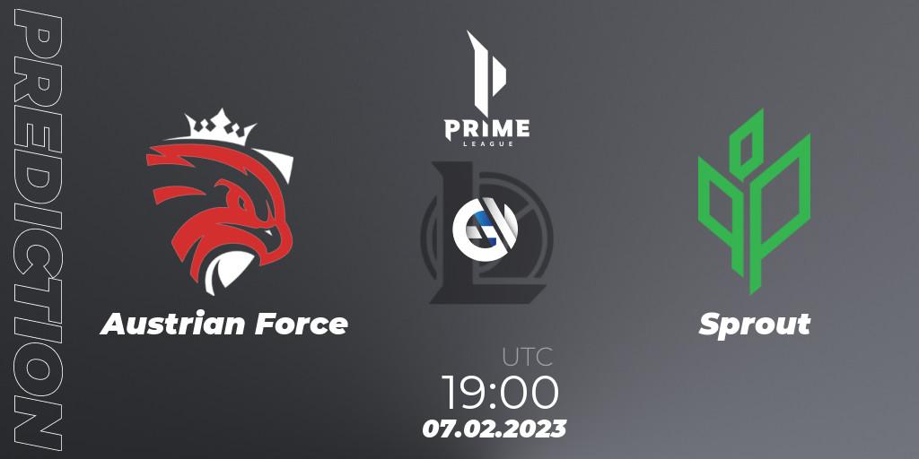 Austrian Force vs Sprout: Match Prediction. 07.02.2023 at 19:00, LoL, Prime League 2nd Division Spring 2023 - Group Stage