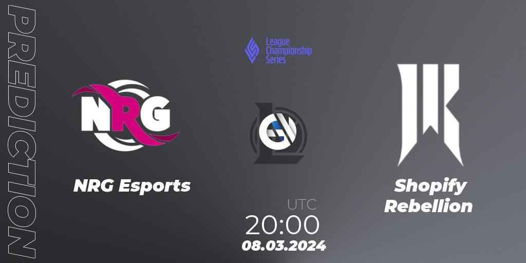 NRG Esports vs Shopify Rebellion: Match Prediction. 09.03.2024 at 00:00, LoL, LCS Spring 2024 - Group Stage