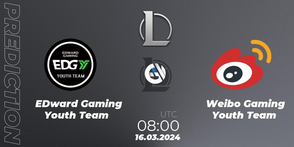 EDward Gaming Youth Team vs Weibo Gaming Youth Team: Match Prediction. 16.03.24, LoL, LDL 2024 - Stage 1