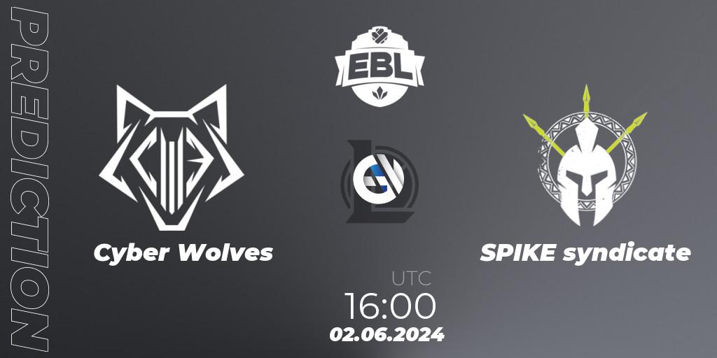 Cyber Wolves vs SPIKE syndicate: Match Prediction. 02.06.2024 at 16:00, LoL, Esports Balkan League Season 15