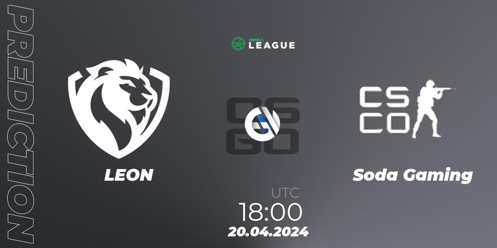 LEON vs Soda Gaming: Match Prediction. 26.04.2024 at 18:00, Counter-Strike (CS2), ESEA Season 49: Advanced Division - Europe