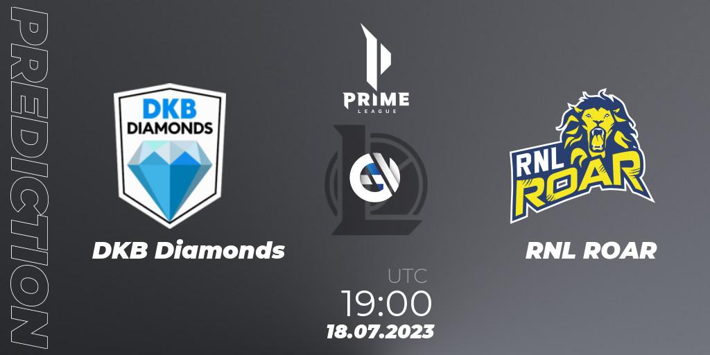 DKB Diamonds vs RNL ROAR: Match Prediction. 18.07.2023 at 19:00, LoL, Prime League 2nd Division Summer 2023