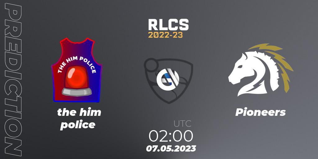 the him police vs Pioneers: Match Prediction. 07.05.2023 at 02:00, Rocket League, RLCS 2022-23 - Spring: Oceania Regional 1 - Spring Open