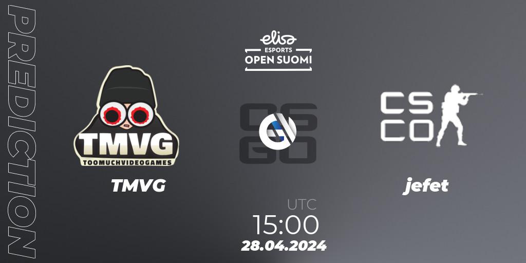 TMVG vs jefet: Match Prediction. 28.04.24, CS2 (CS:GO), Elisa Open Suomi Season 6