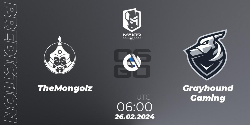 TheMongolz vs Grayhound Gaming: Match Prediction. 26.02.24, CS2 (CS:GO), PGL CS2 Major Copenhagen 2024 Asia RMR