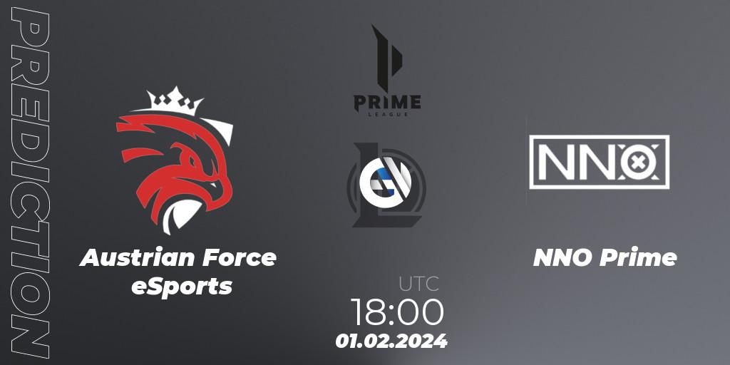 Austrian Force eSports vs NNO Prime: Match Prediction. 01.02.2024 at 21:00, LoL, Prime League Spring 2024 - Group Stage