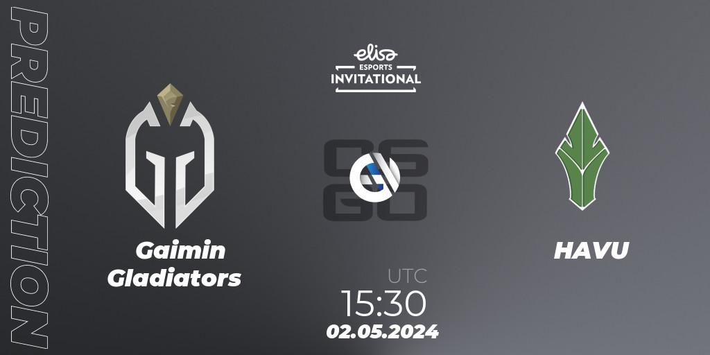 Gaimin Gladiators vs HAVU: Match Prediction. 02.05.2024 at 15:30, Counter-Strike (CS2), Elisa Invitational Spring 2024