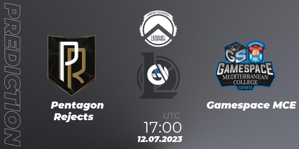 Pentagon Rejects vs Gamespace MCE: Match Prediction. 12.07.2023 at 17:00, LoL, Greek Legends League Summer 2023