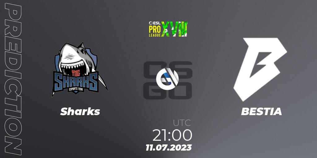 Sharks vs BESTIA: Match Prediction. 11.07.23, CS2 (CS:GO), ESL Pro League Season 18: South American Qualifier