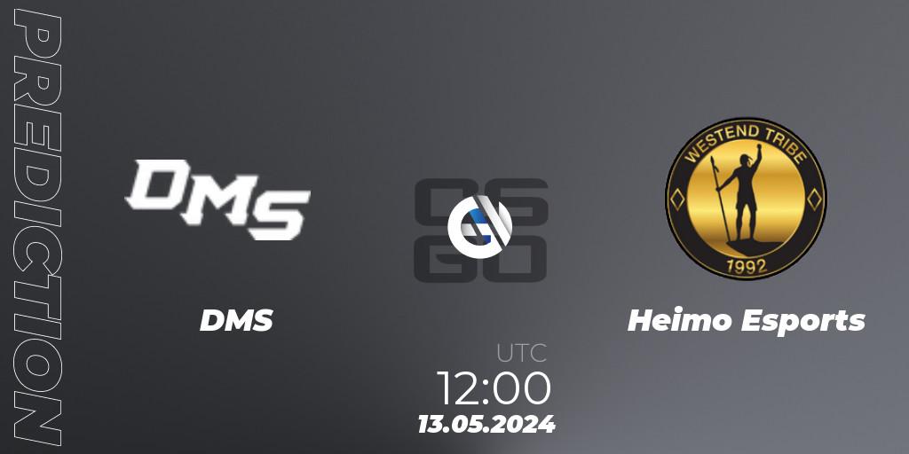 DMS vs Heimo Esports: Match Prediction. 13.05.2024 at 12:25, Counter-Strike (CS2), CCT Season 2 Europe Series 4 Closed Qualifier