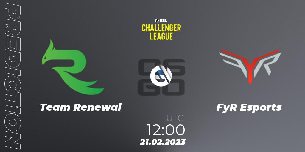 Team Renewal vs FyR Esports: Match Prediction. 21.02.2023 at 12:00, Counter-Strike (CS2), ESL Challenger League Season 44: Asia-Pacific