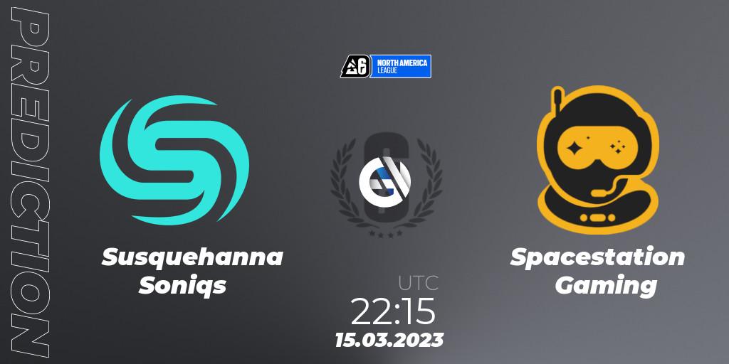 Susquehanna Soniqs vs Spacestation Gaming: Match Prediction. 15.03.2023 at 21:30, Rainbow Six, North America League 2023 - Stage 1
