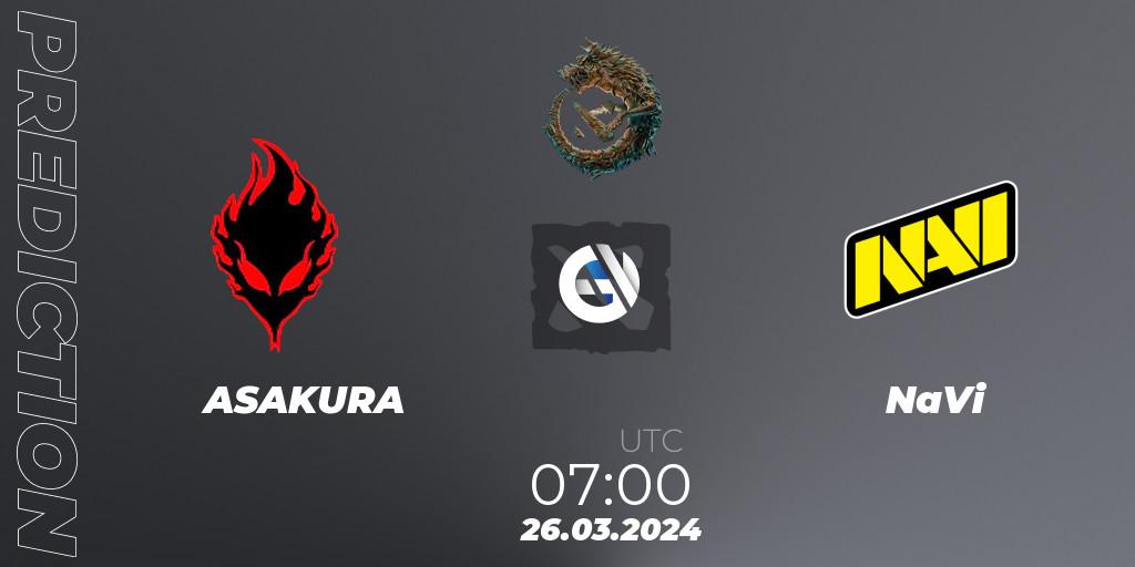 ASAKURA vs NaVi: Match Prediction. 26.03.24, Dota 2, PGL Wallachia Season 1: Eastern Europe Closed Qualifier