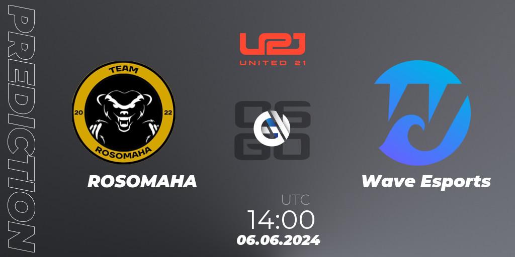 ROSOMAHA vs Wave Esports: Match Prediction. 06.06.2024 at 14:00, Counter-Strike (CS2), United21 Season 14: Division 2